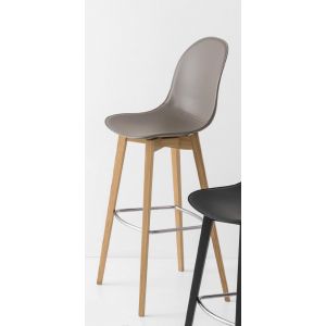 Sgabello ACADEMY WOOD ALTO Seduta Cuoio Gambe Legno by Connubia