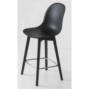 Sgabello ACADEMY WOOD Seduta Cuoio Gambe Legno by Connubia
